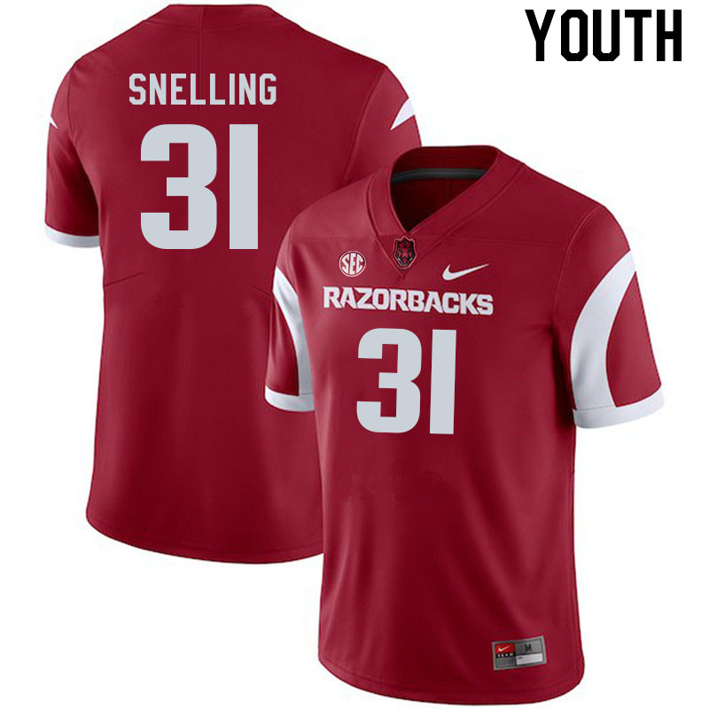 Youth #31 Courtney Snelling Arkansas Razorback College Football Jerseys Stitched Sale-Cardinal - Click Image to Close